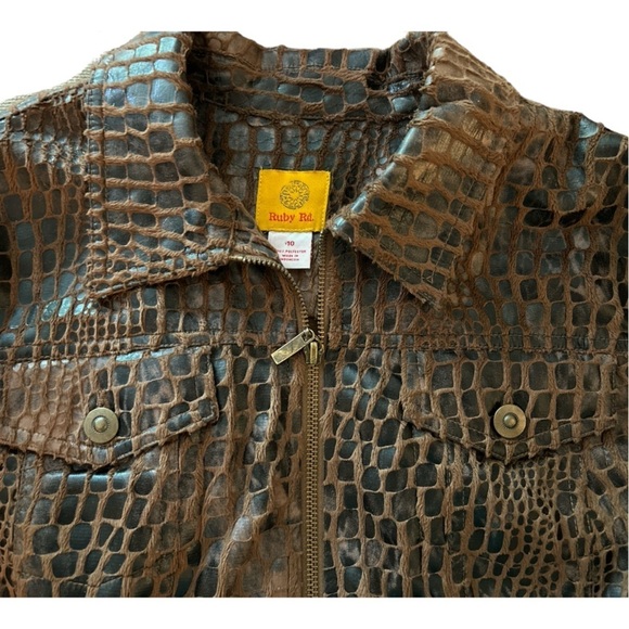 RUBY RD jacket, black and brown faux leather and suede. Animal print. Fu… - Picture 2 of 6